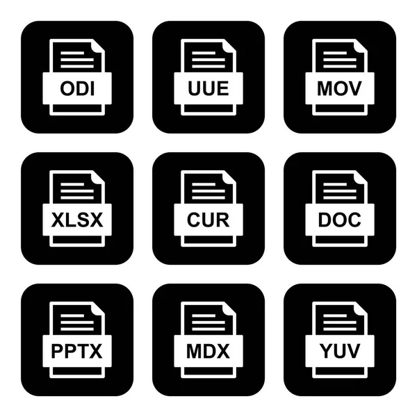 Set Von Symbolen Für Dateiformate — Stockvektor