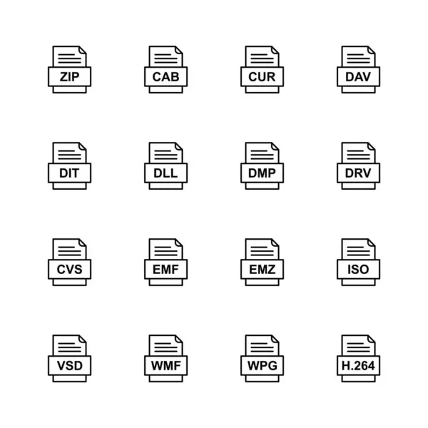 Ensemble Icônes Formats Fichiers — Image vectorielle