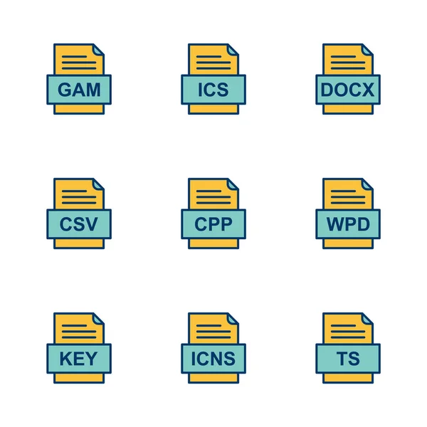 Set Icone Formati File — Vettoriale Stock