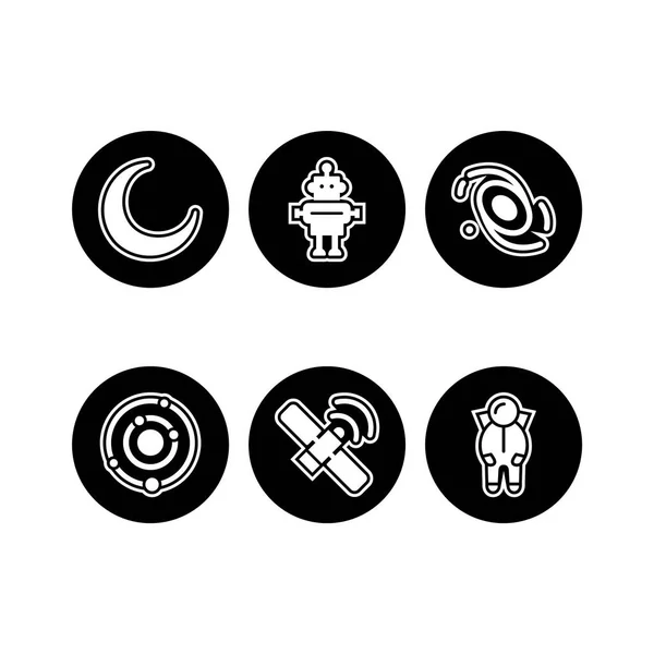 Set Astronomy Icons White Background Vector Isolated Elements — Stock Vector
