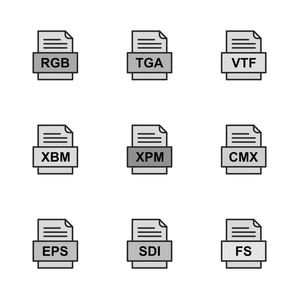 Set Icone Formati File — Vettoriale Stock