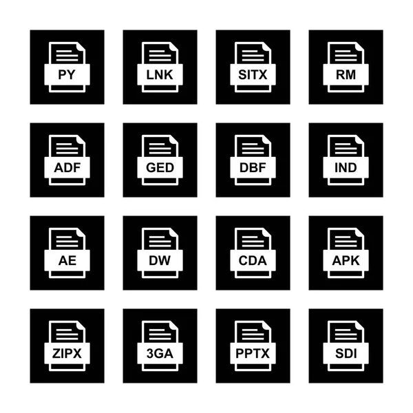 Ensemble Icônes Formats Fichiers — Image vectorielle