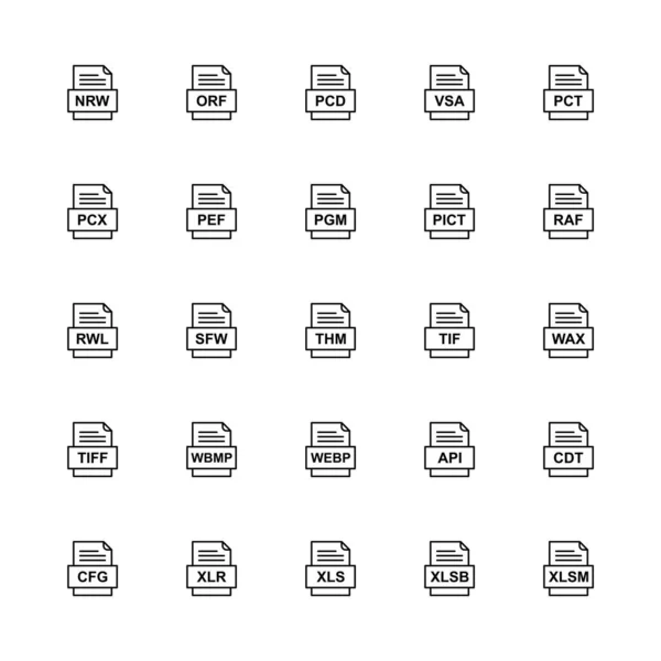 Set Von Symbolen Für Dateiformate — Stockvektor