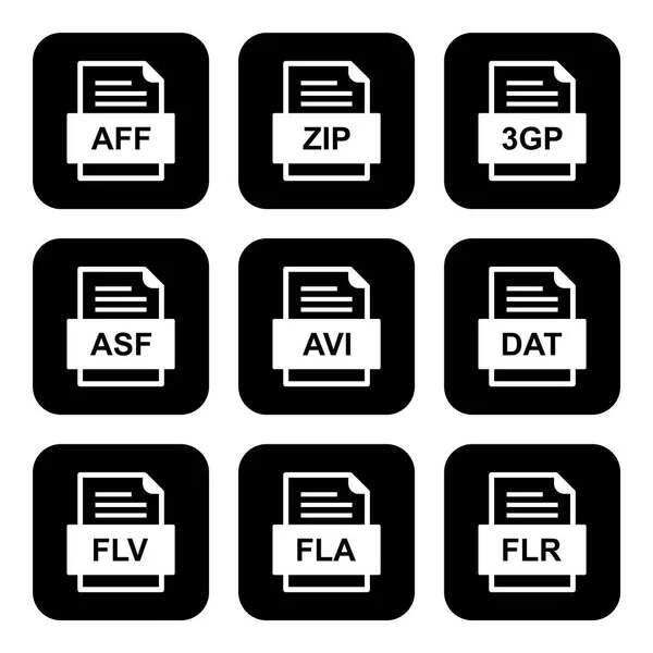 Set Icone Formati File — Vettoriale Stock