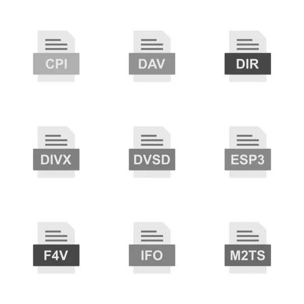 Набор Форматов Файлов Иконки — стоковый вектор