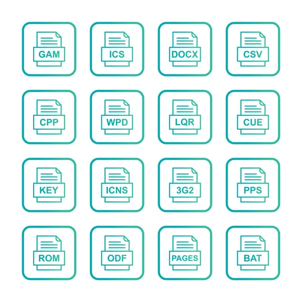 Ensemble Icônes Formats Fichiers — Image vectorielle