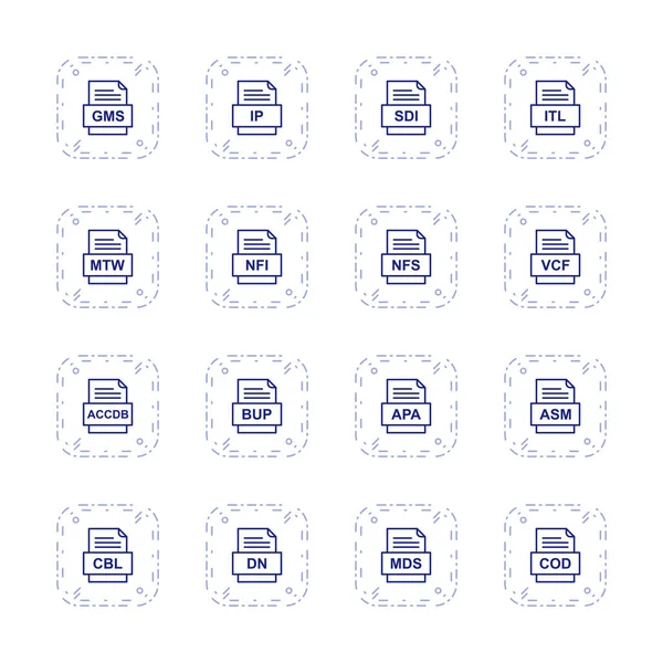 Ensemble Icônes Formats Fichiers — Image vectorielle