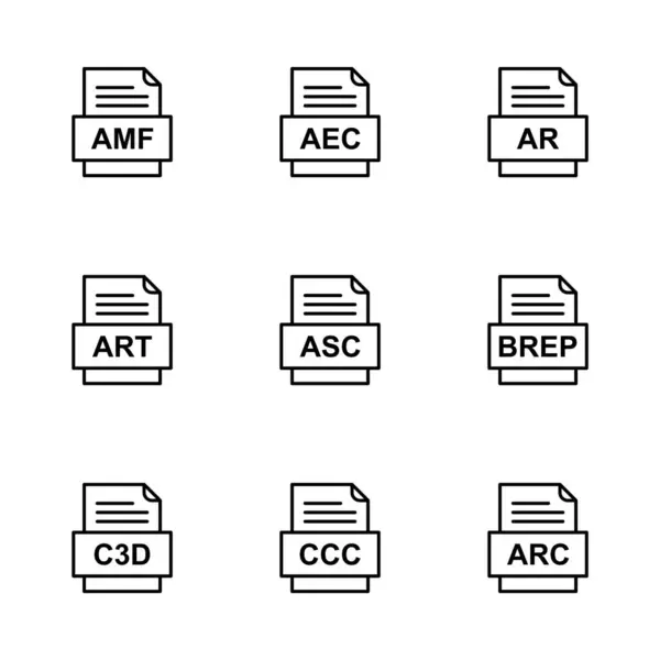 Set Von Symbolen Für Dateiformate — Stockvektor