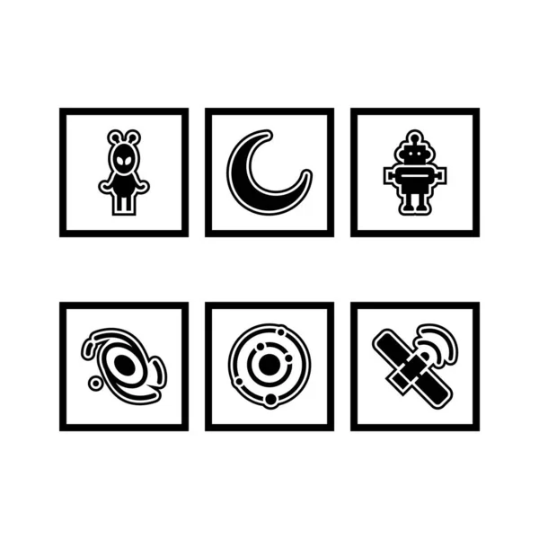 Set Von Astronomie Symbolen Auf Weißem Hintergrund Vektor Isolierte Elemente — Stockvektor