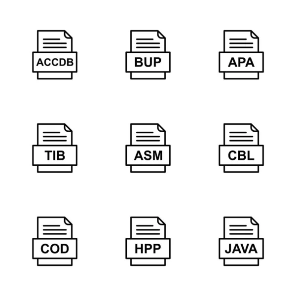 Set Icone Formati File — Vettoriale Stock