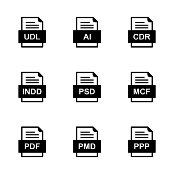 Conjunto Ícones Formatos Arquivo — Vetor de Stock