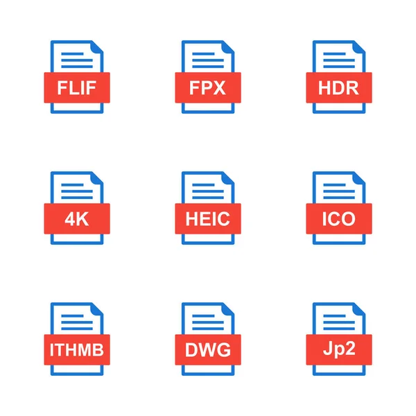 Set Icone Formati File — Vettoriale Stock