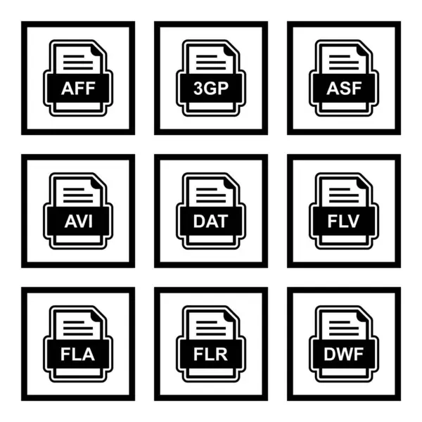 Set Von Symbolen Für Dateiformate — Stockvektor