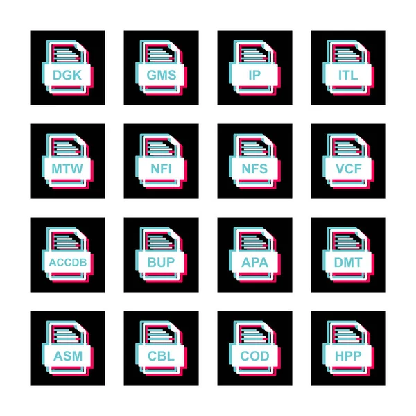 Set File Formats Icons — Stock Vector