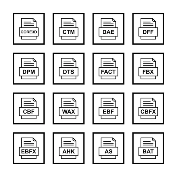 Ensemble Icônes Formats Fichiers — Image vectorielle