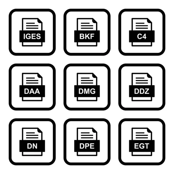 Set Von Symbolen Für Dateiformate — Stockvektor