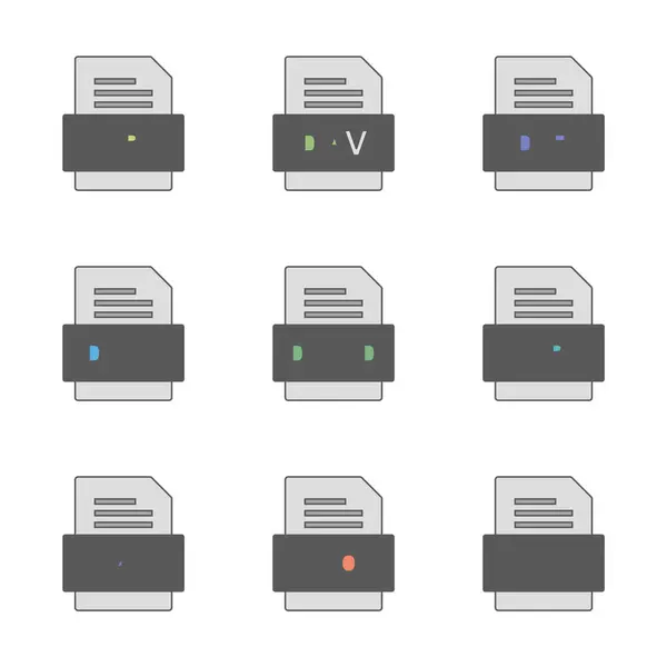 Set Icone Formati File — Vettoriale Stock