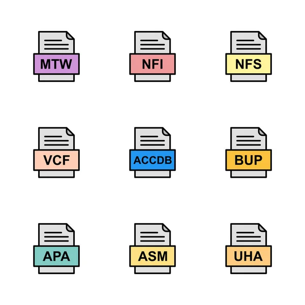 Conjunto Ícones Formatos Arquivo —  Vetores de Stock