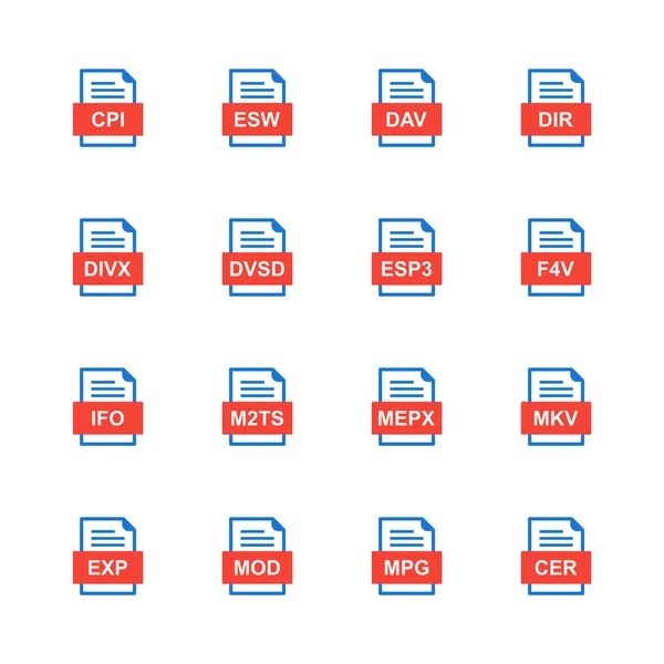 Set File Formats Icons — Stock Vector