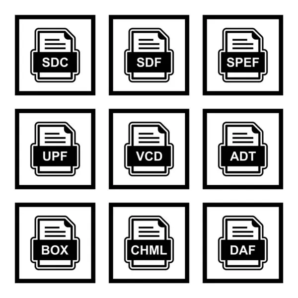 Set Von Symbolen Für Dateiformate — Stockvektor