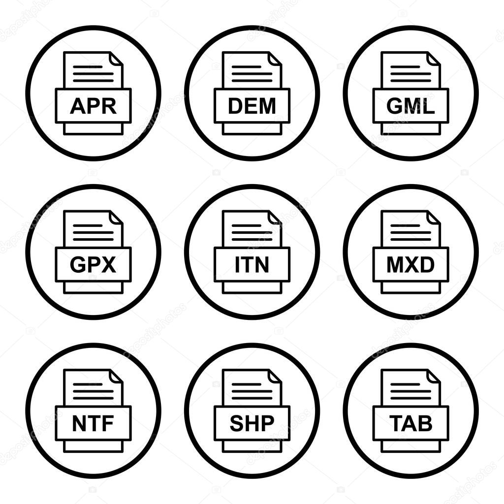 Set of 9 file formats icons
