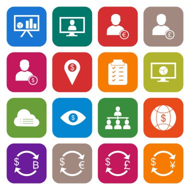 Beyaz Arkaplanda 16 iş simgesi izole edildi...