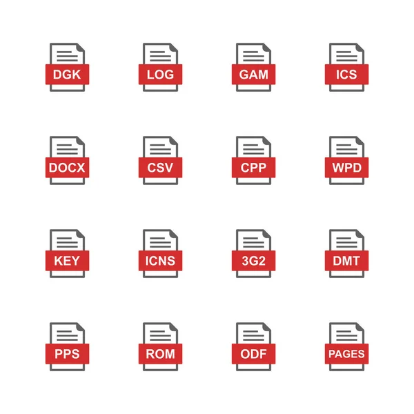 Set Von Symbolen Für Dateiformate — Stockvektor