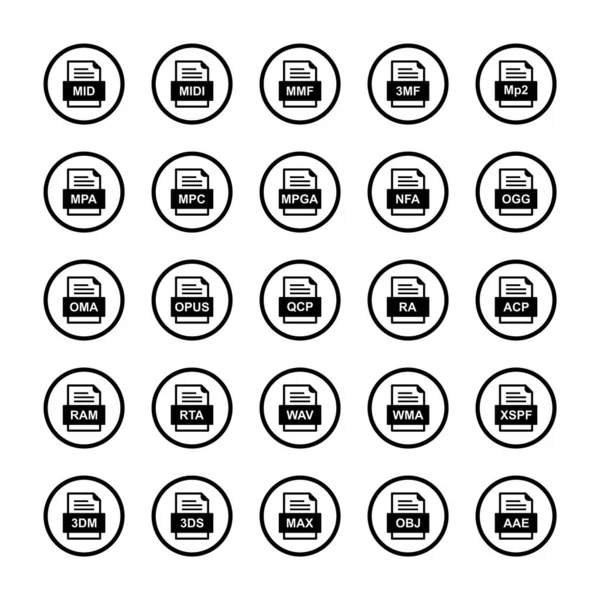 一组25个文件格式图标 — 图库矢量图片