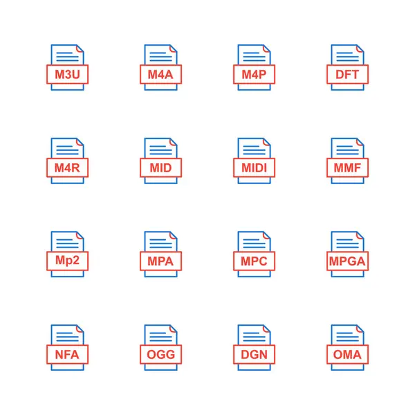 Ensemble Icônes Formats Fichiers — Image vectorielle