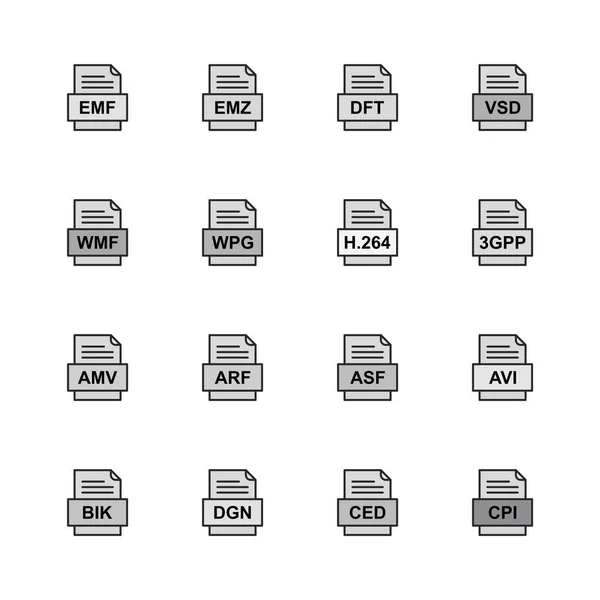 Ensemble Icônes Formats Fichiers — Image vectorielle