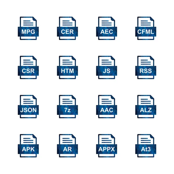 Ensemble Icônes Formats Fichiers — Image vectorielle