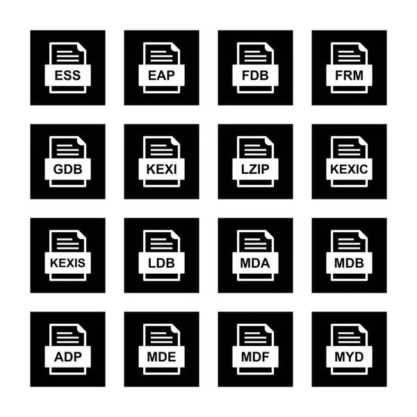 Ensemble Icônes Formats Fichiers — Image vectorielle