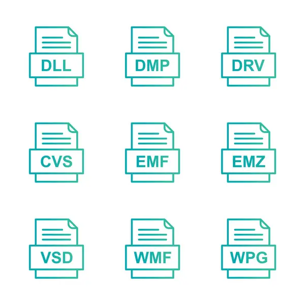 Ensemble Icônes Formats Fichiers — Image vectorielle