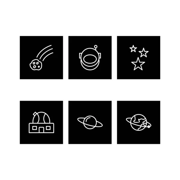 Set Astronomy Icons Isolated White Background — Stock Vector