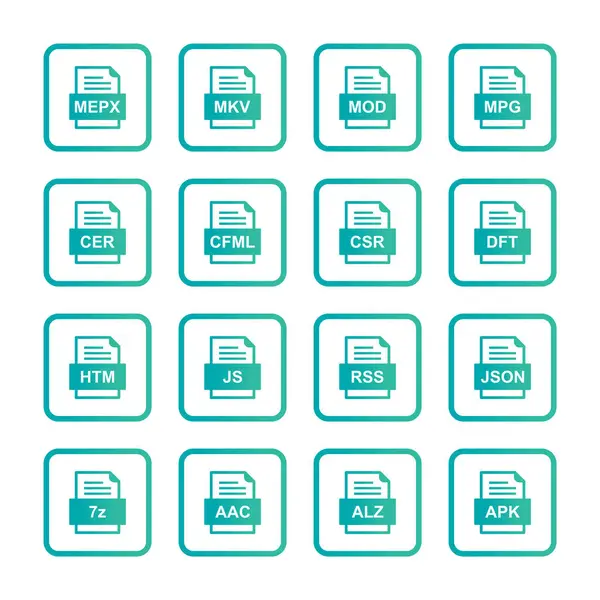 Ensemble Icônes Formats Fichiers — Image vectorielle