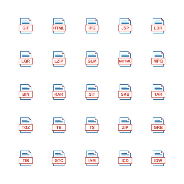 Set Von Symbolen Für Dateiformate — Stockvektor