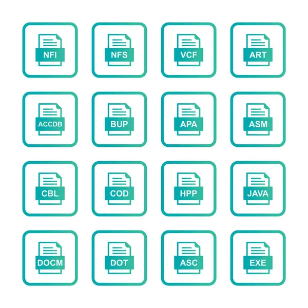 Ensemble Icônes Formats Fichiers — Image vectorielle