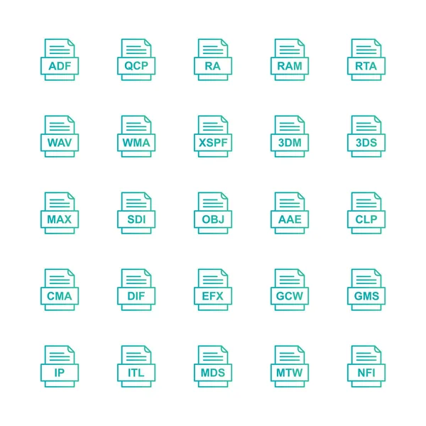 Ensemble Icônes Formats Fichiers — Image vectorielle