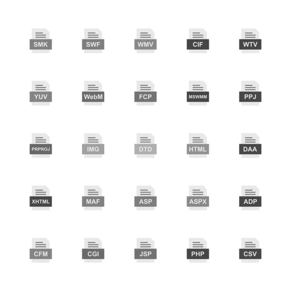 Set File Formats Icons — Stock Vector