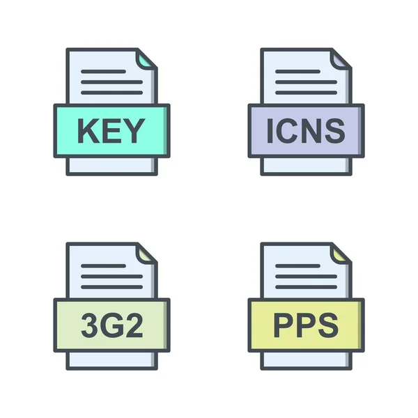 Set Icone Formati File — Vettoriale Stock