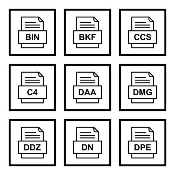 Set Von Symbolen Für Dateiformate — Stockvektor