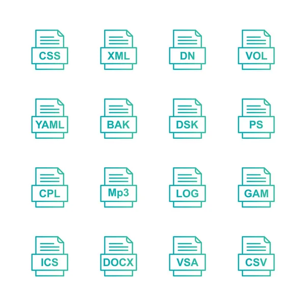 Set Van Bestandsformaten Pictogrammen — Stockvector