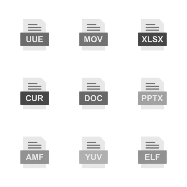 Ensemble Icônes Formats Fichiers — Image vectorielle