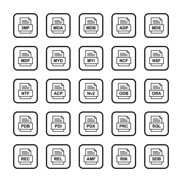 Set File Formats Icons — Stock Vector