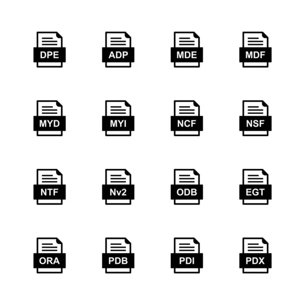 Zestaw Ikon Formatów Plików — Wektor stockowy
