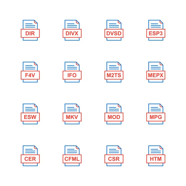 Ensemble Icônes Formats Fichiers — Image vectorielle