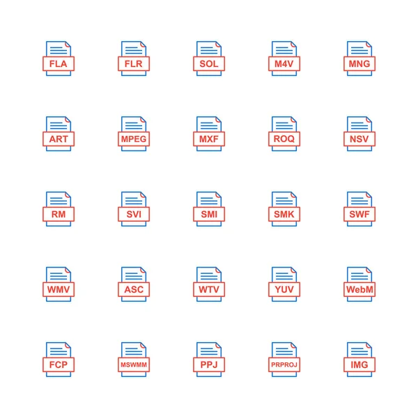 Ensemble Icônes Formats Fichiers — Image vectorielle