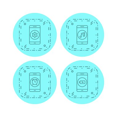 Beyaz arkaplanda 4 adet mobil uygulama simgesi izole edildi...