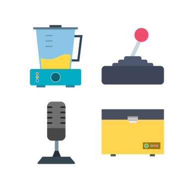 Beyaz Arkaplanda İzole Edilmiş 4 Elektronik Aygıt Simgesi...