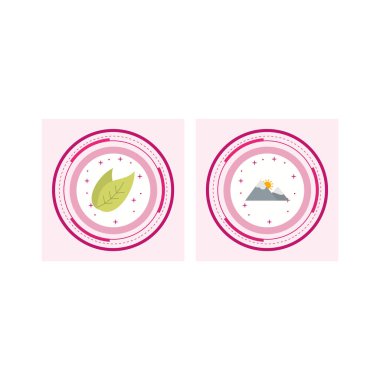 Beyaz arkaplanda 2 eko simgesi izole edildi...